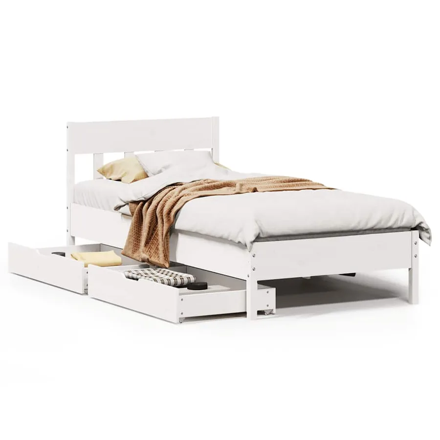 Cadre de lit sans matelas blanc 90x190 cm bois de pin massif - 2