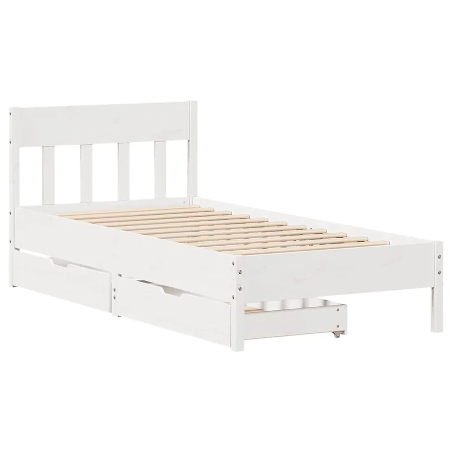 Cadre de lit sans matelas blanc 90x190 cm bois de pin massif - 3