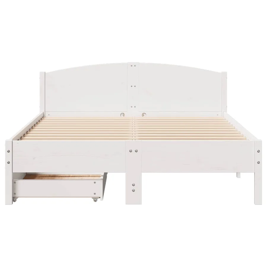 Cadre de lit sans matelas blanc 140x190 cm bois de pin massif - 4