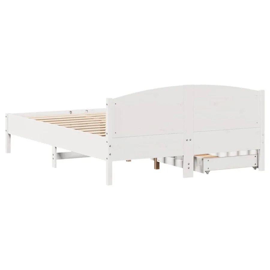 Cadre de lit sans matelas blanc 140x190 cm bois de pin massif - 8