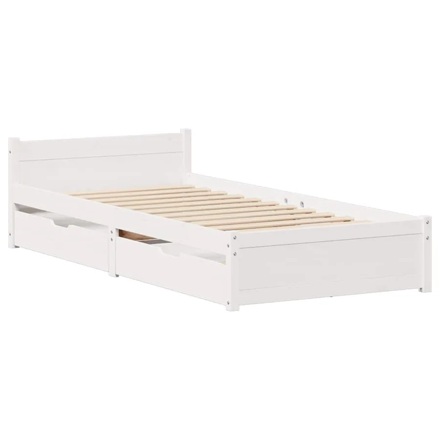 Cadre de lit sans matelas blanc 90x190 cm bois de pin massif - 3