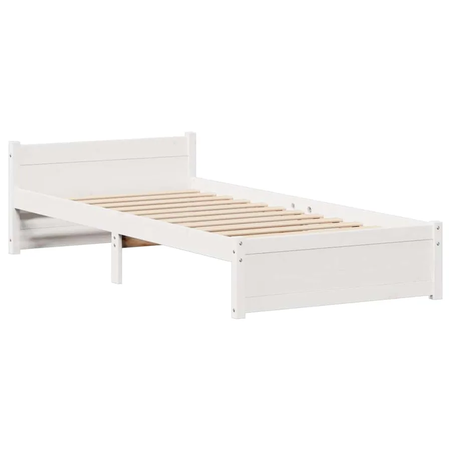 Cadre de lit sans matelas blanc 90x190 cm bois de pin massif - 5