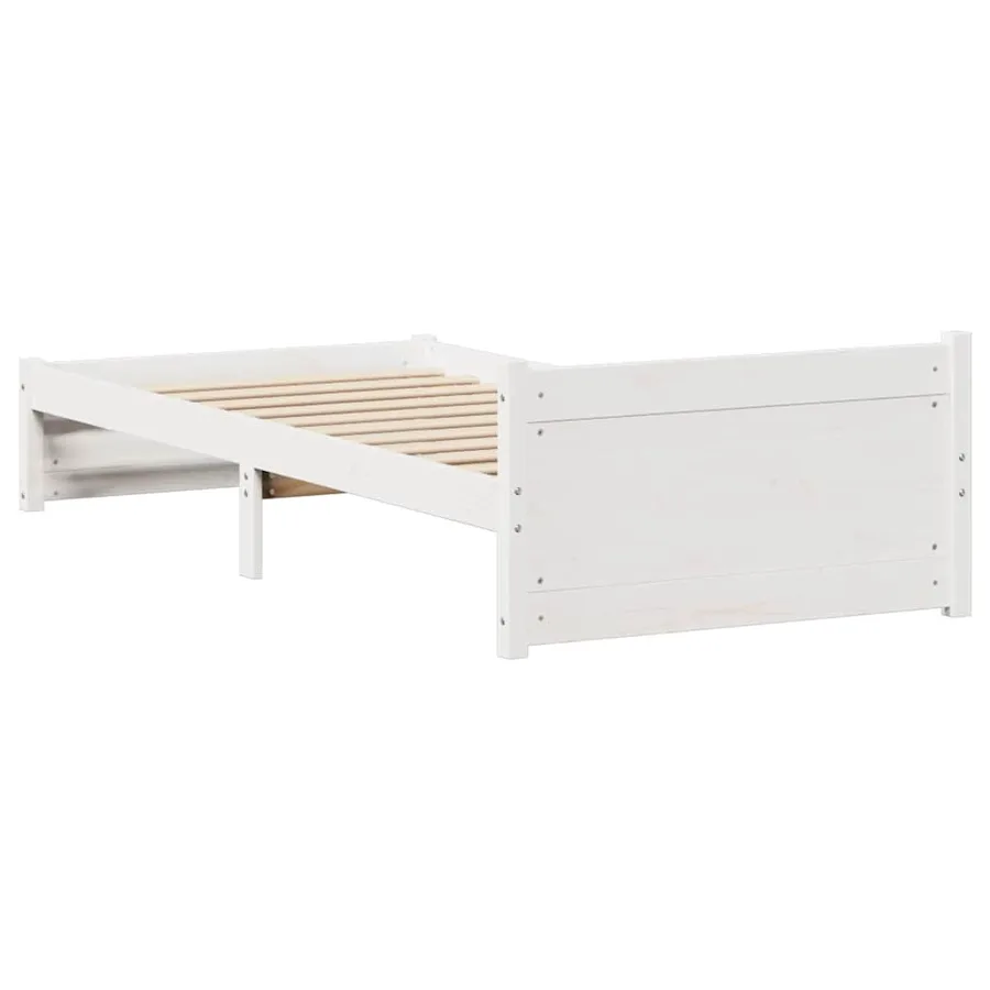 Cadre de lit sans matelas blanc 90x190 cm bois de pin massif - 8