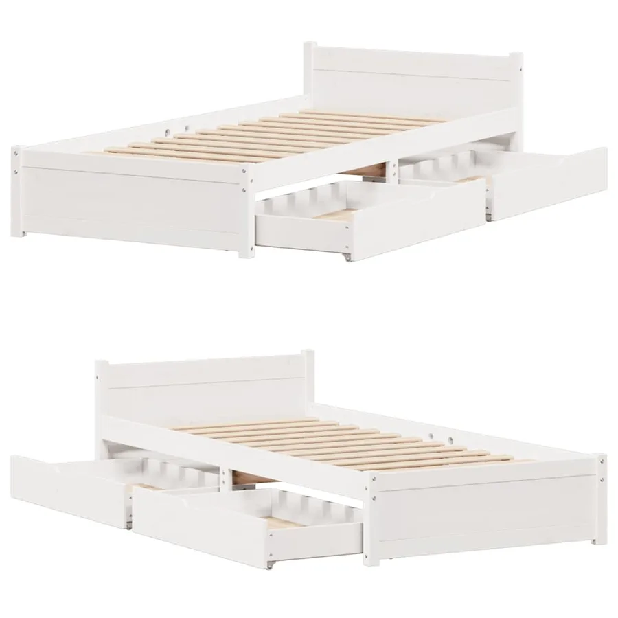 Cadre de lit sans matelas blanc 90x190 cm bois de pin massif - 9