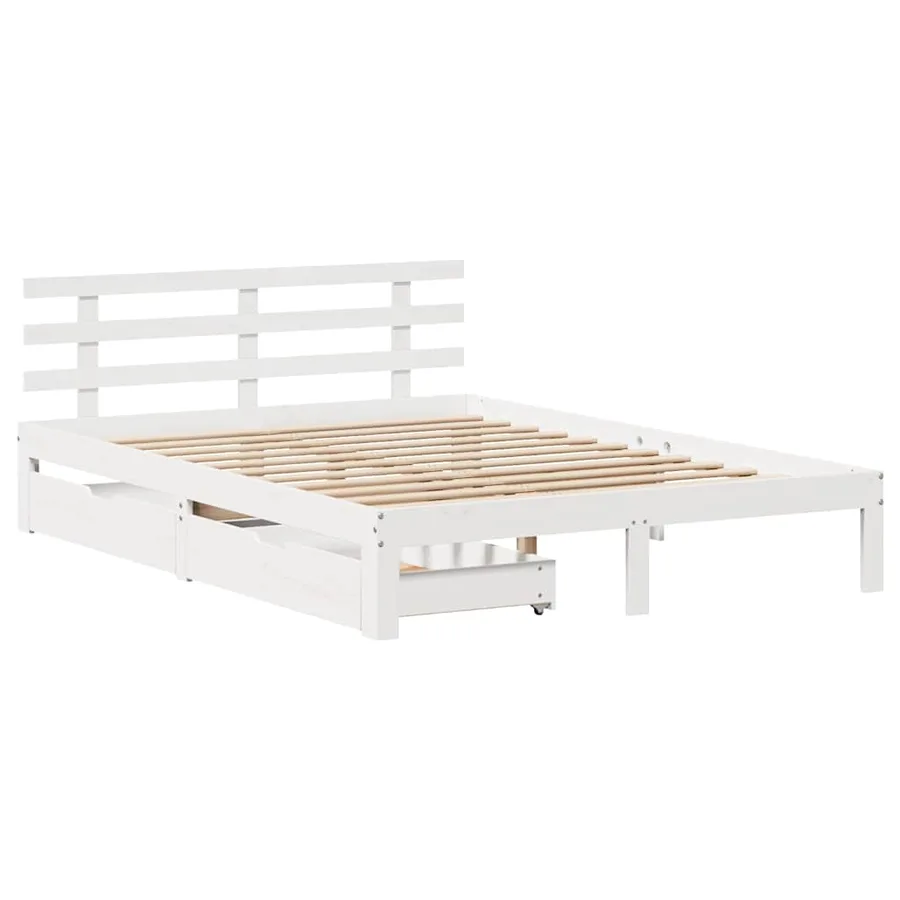Cadre de lit avec tiroirs sans matelas blanc 120x200 cm - 3
