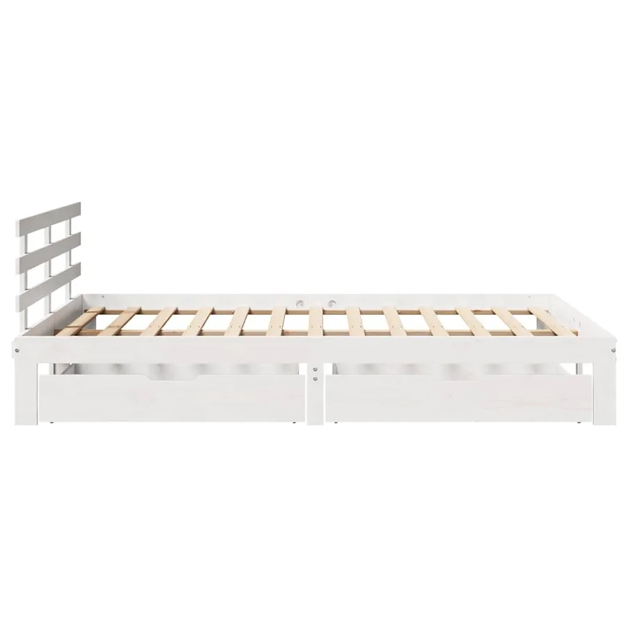 Cadre de lit avec tiroirs sans matelas blanc 120x200 cm - 5