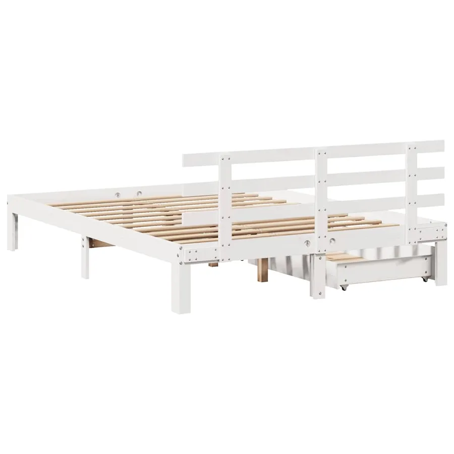 Cadre de lit avec tiroirs sans matelas blanc 120x200 cm - 6