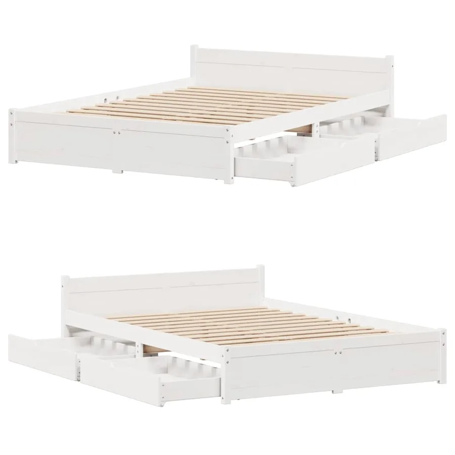 Cadre de lit sans matelas blanc 120x190 cm bois de pin massif - 9