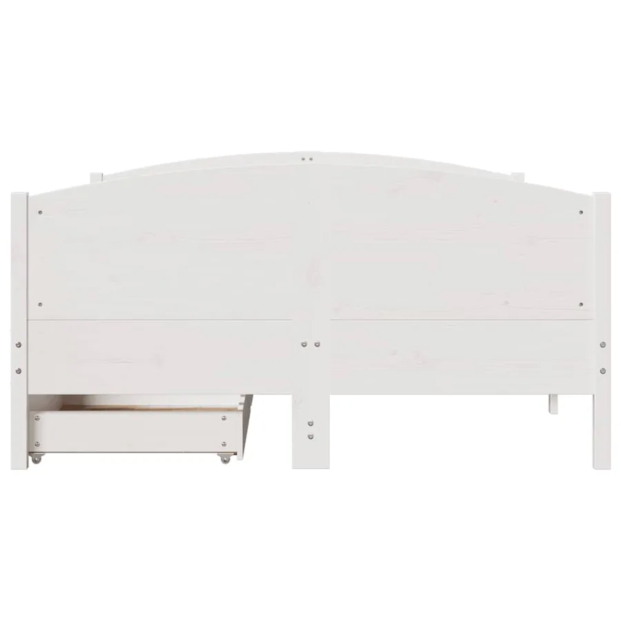 Cadre de lit sans matelas blanc 135x190 cm bois de pin massif - 4