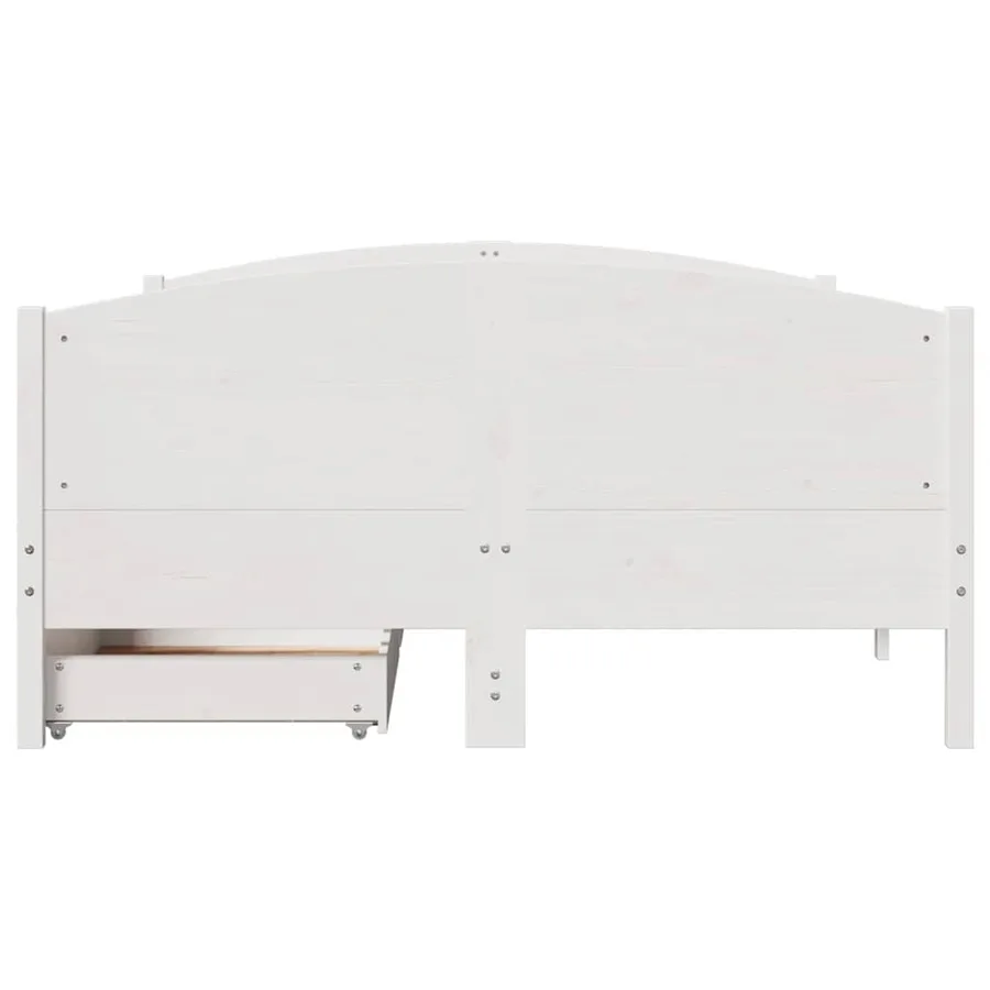 Cadre de lit sans matelas blanc 120x190 cm bois de pin massif - 4