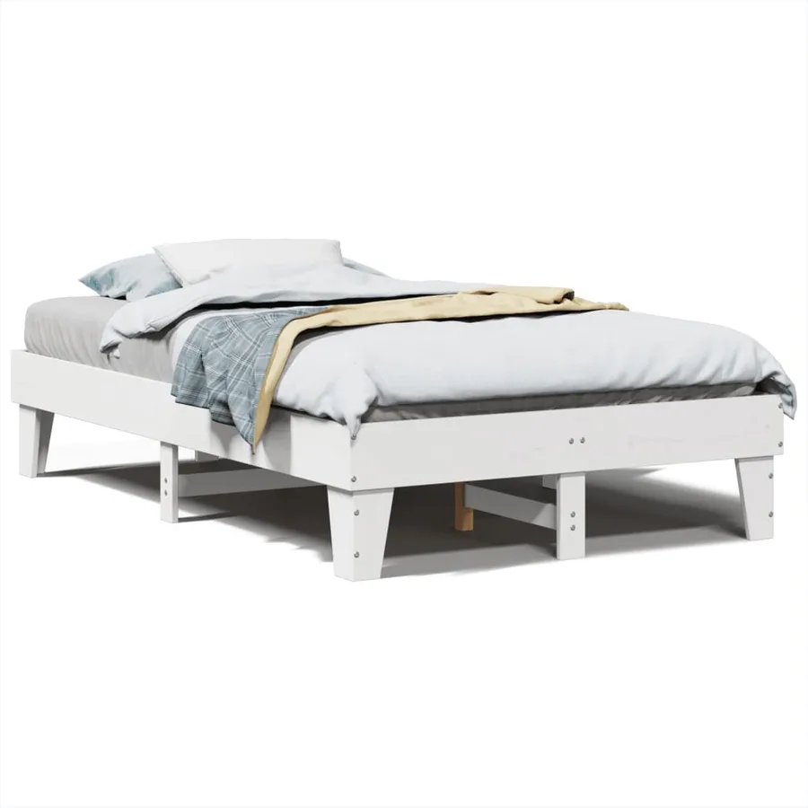 Cadre de lit sans matelas blanc 135x190 cm bois de pin massif - 2