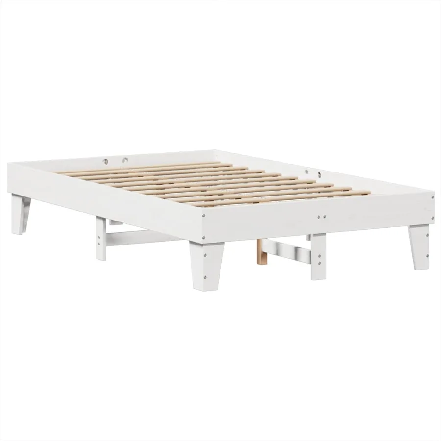 Cadre de lit sans matelas blanc 135x190 cm bois de pin massif - 3