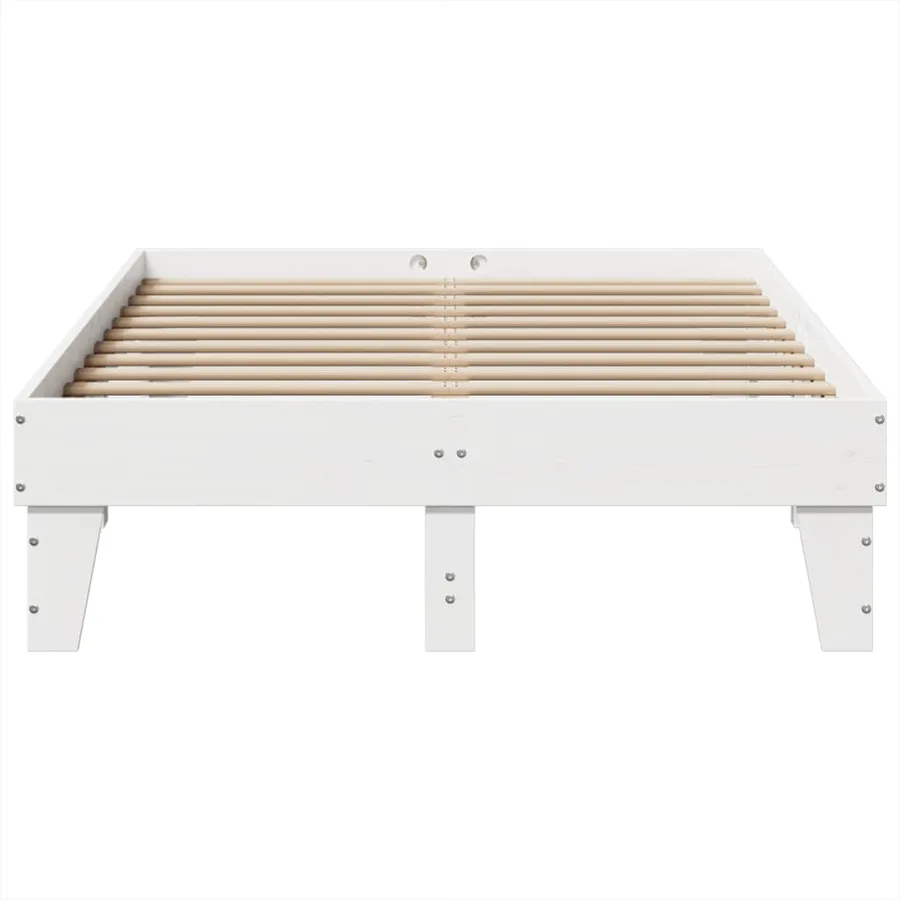 Cadre de lit sans matelas blanc 135x190 cm bois de pin massif - 4