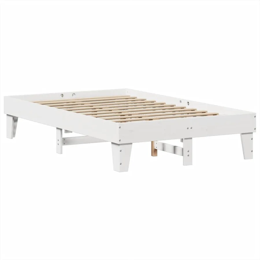 Cadre de lit sans matelas blanc 135x190 cm bois de pin massif - 6