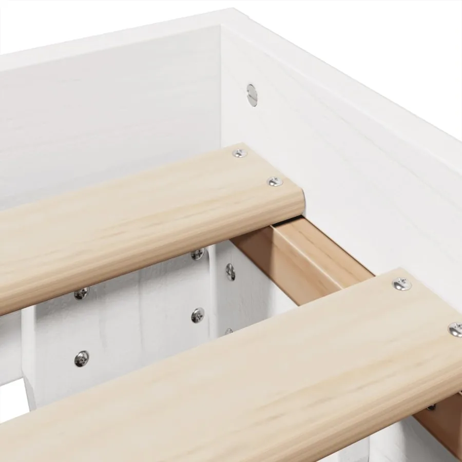 Cadre de lit sans matelas blanc 135x190 cm bois de pin massif - 7