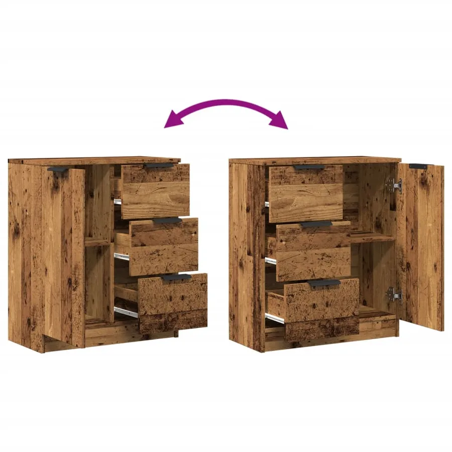 Buffet vieux bois 60x30x70 cm bois d'ingénierie - 8