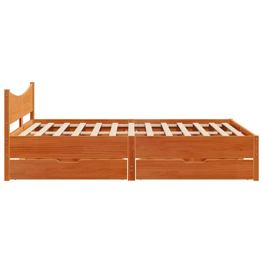 Cadre de lit avec tiroirs cire marron 140x190cm bois pin massif - 7