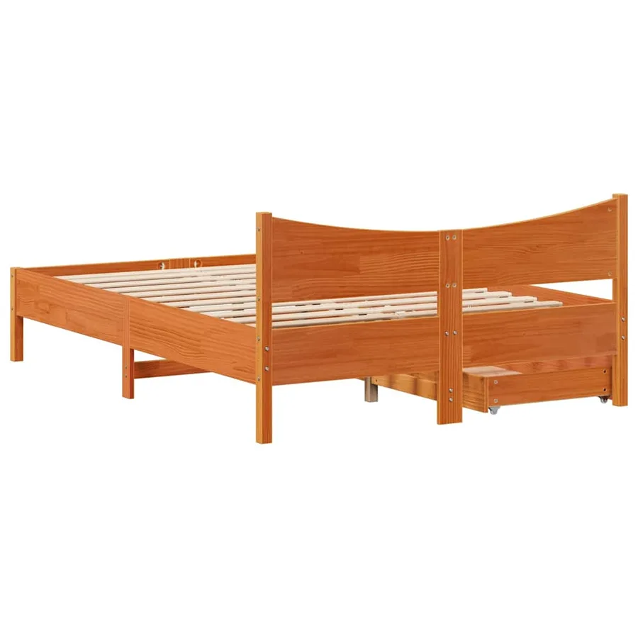 Cadre de lit avec tiroirs cire marron 140x190cm bois pin massif - 8