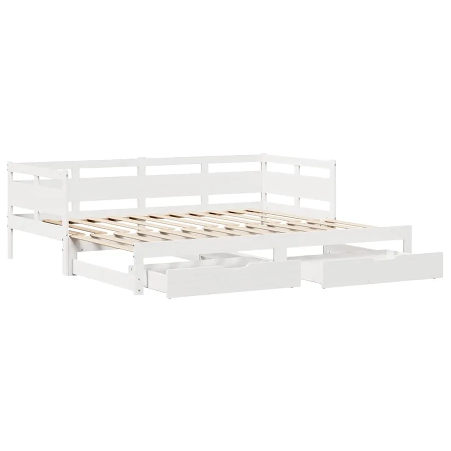 Lit de jour avec gigogne et tiroirs sans matelas blanc 80x200cm - 3
