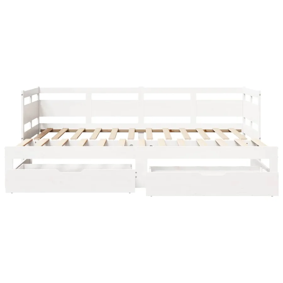 Lit de jour avec gigogne et tiroirs sans matelas blanc 80x200cm - 4