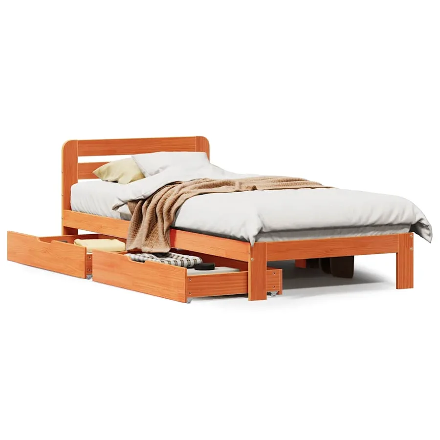 Cadre de lit sans matelas cire marron 90x190 cm bois pin massif - 2