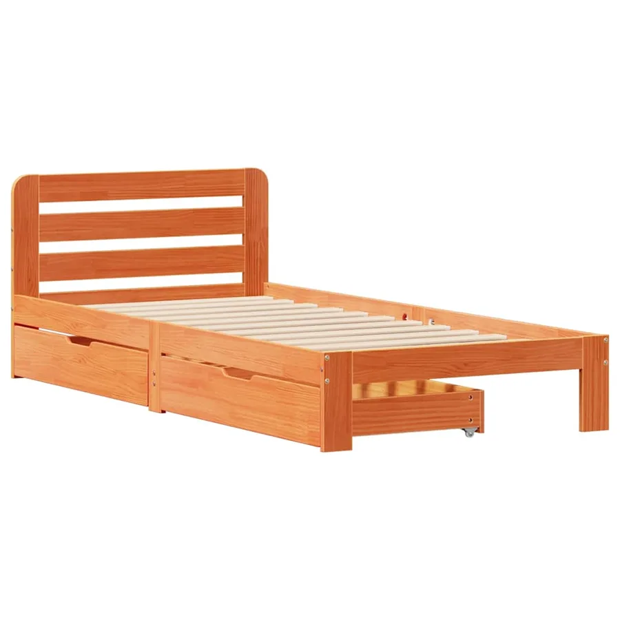 Cadre de lit sans matelas cire marron 90x190 cm bois pin massif - 3