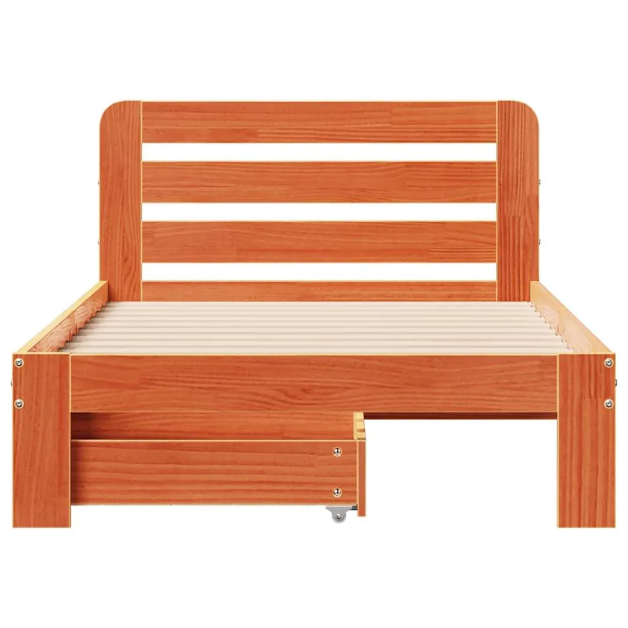 Cadre de lit sans matelas cire marron 90x190 cm bois pin massif - 4