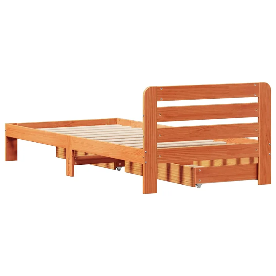 Cadre de lit sans matelas cire marron 90x190 cm bois pin massif - 8