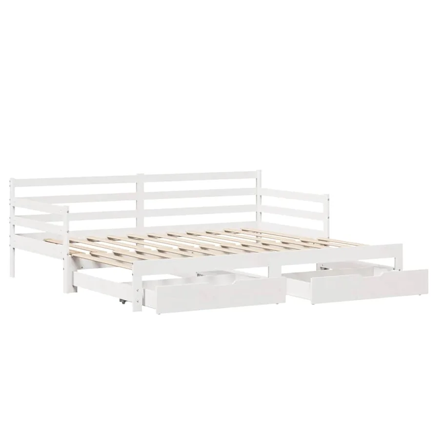 Lit de jour avec gigogne et tiroirs sans matelas blanc 90x200cm - 3