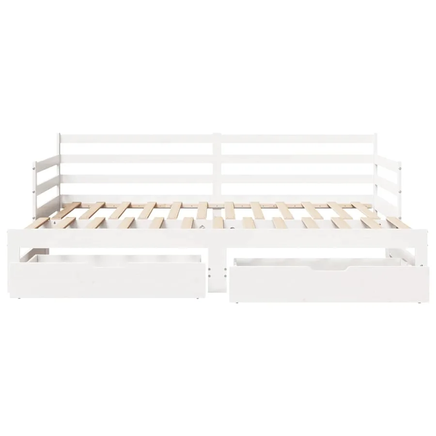 Lit de jour avec gigogne et tiroirs sans matelas blanc 90x200cm - 4