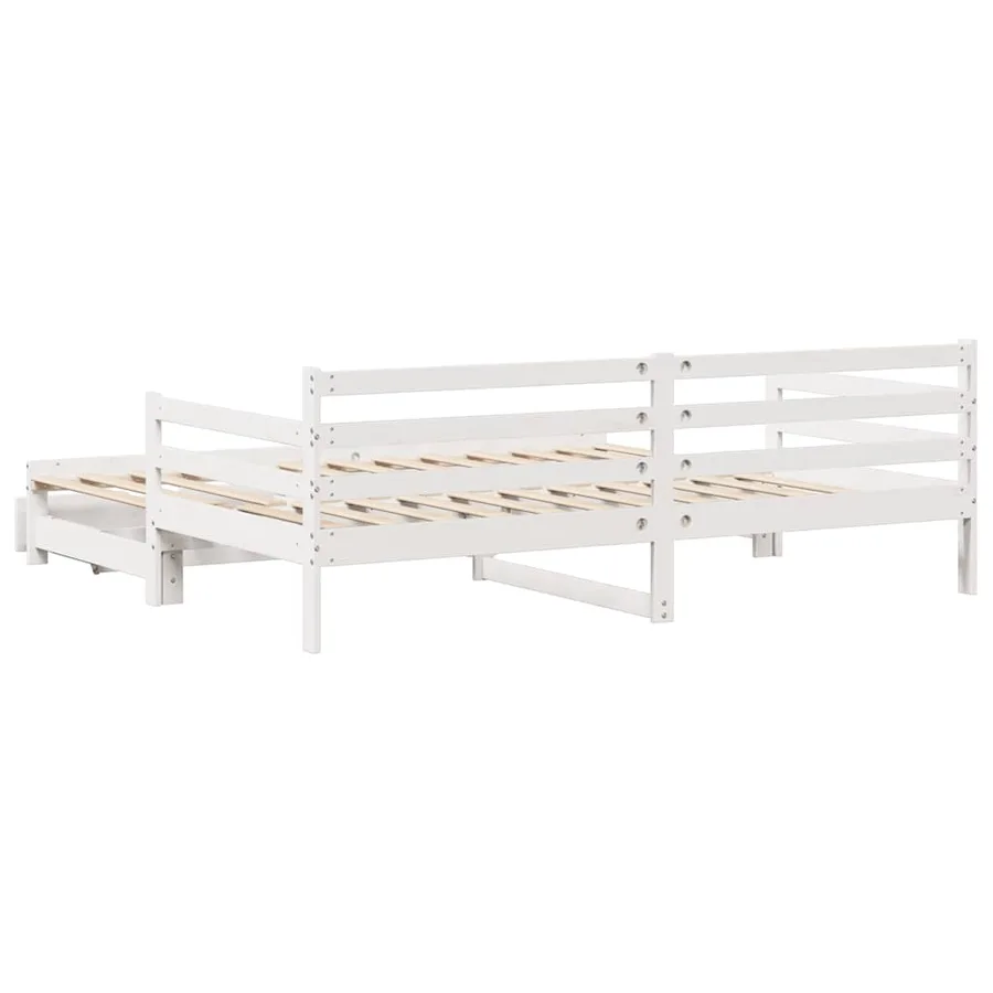 Lit de jour avec gigogne et tiroirs sans matelas blanc 90x200cm - 8