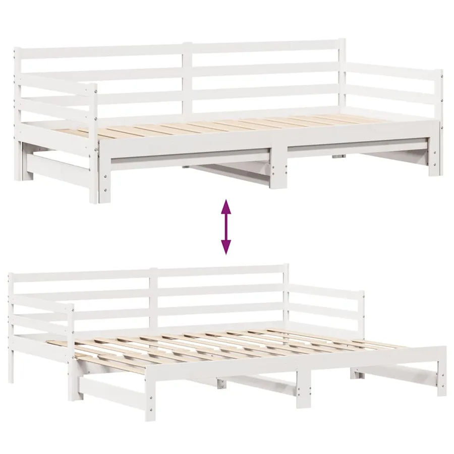Lit de jour avec gigogne et tiroirs sans matelas blanc 90x200cm - 9
