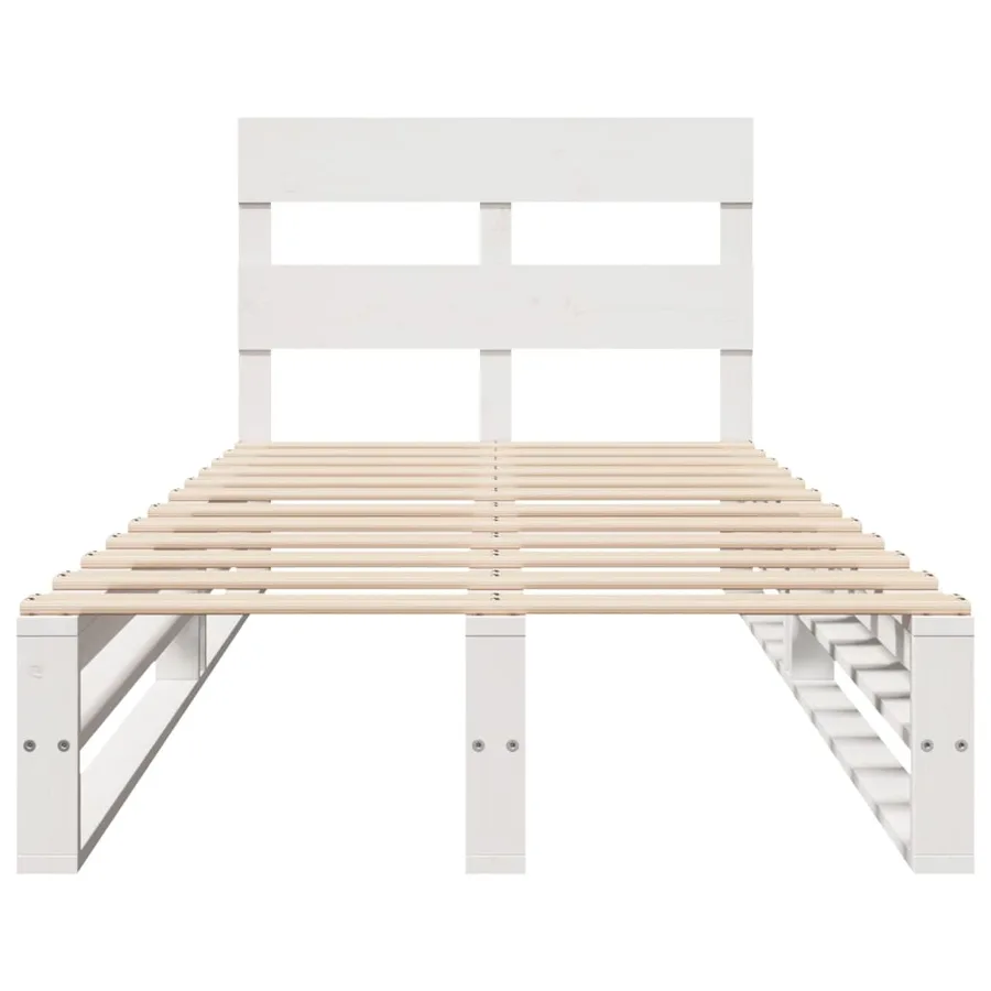 Cadre de lit sans matelas blanc 100x200 cm bois de pin massif - 4