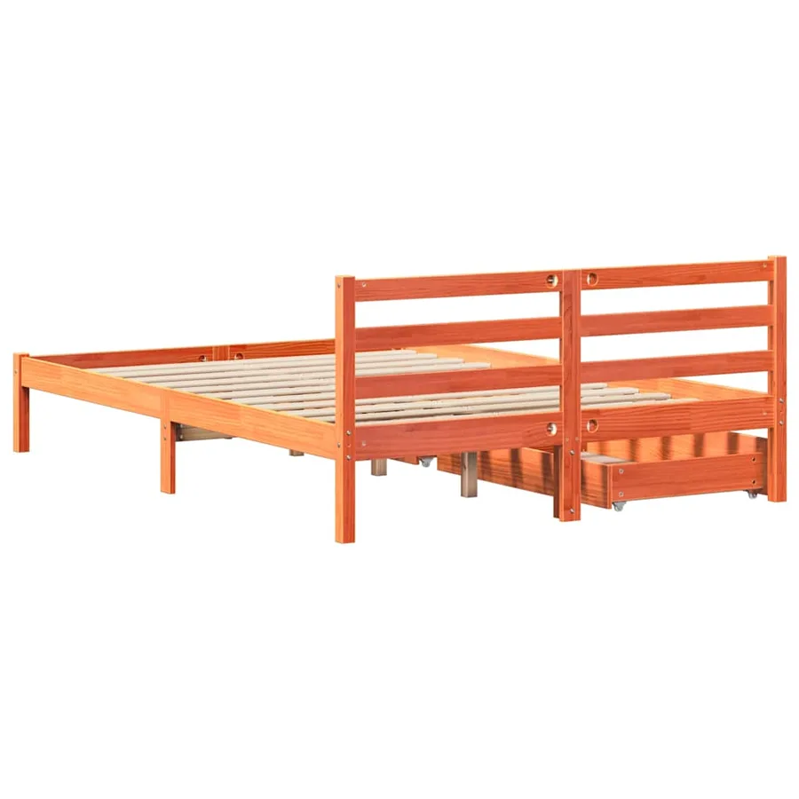Cadre de lit sans matelas cire marron 120x190cm bois pin massif - 6