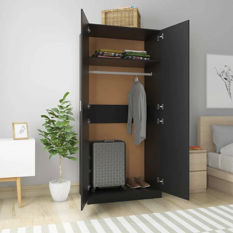 Garde-robe Noir 90x52x200 cm Bois d’ingénierie - 3