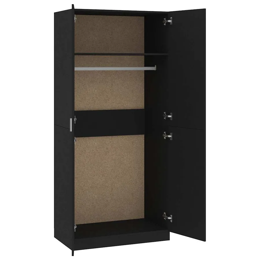 Garde-robe Noir 90x52x200 cm Bois d’ingénierie - 5