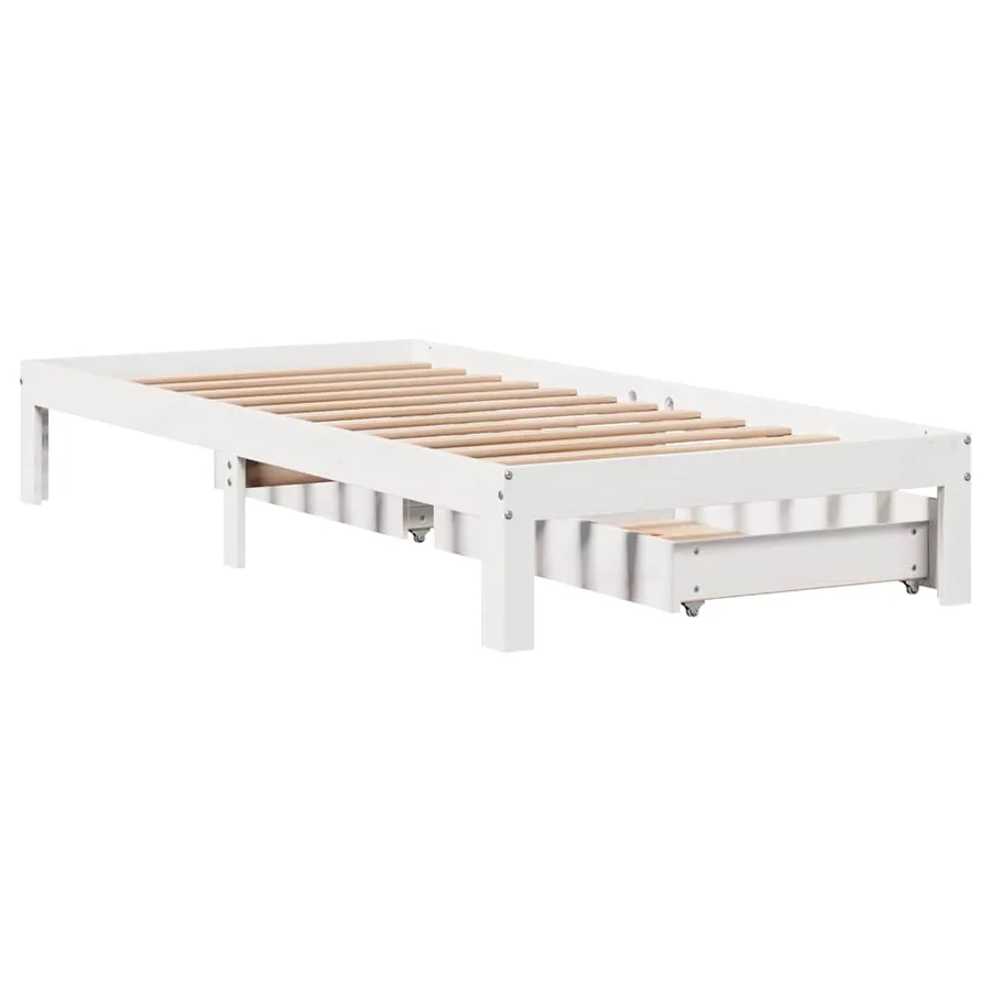 Cadre de lit avec tiroirs sans matelas blanc 75x190 cm - 8