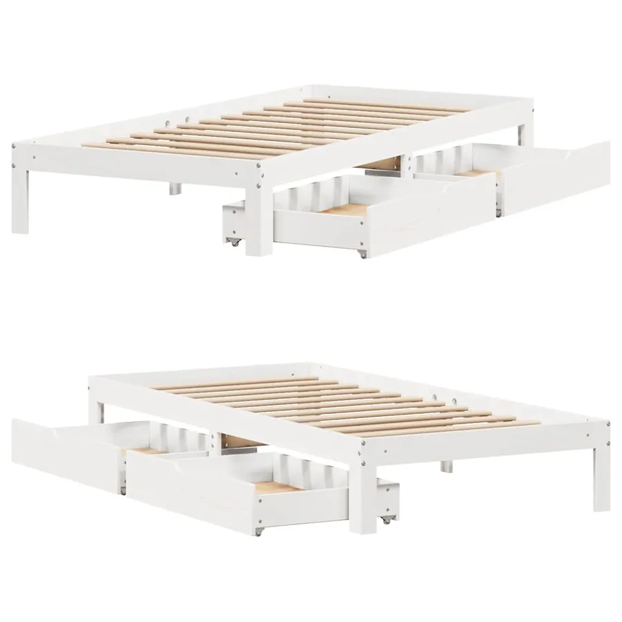 Cadre de lit avec tiroirs sans matelas blanc 75x190 cm - 9