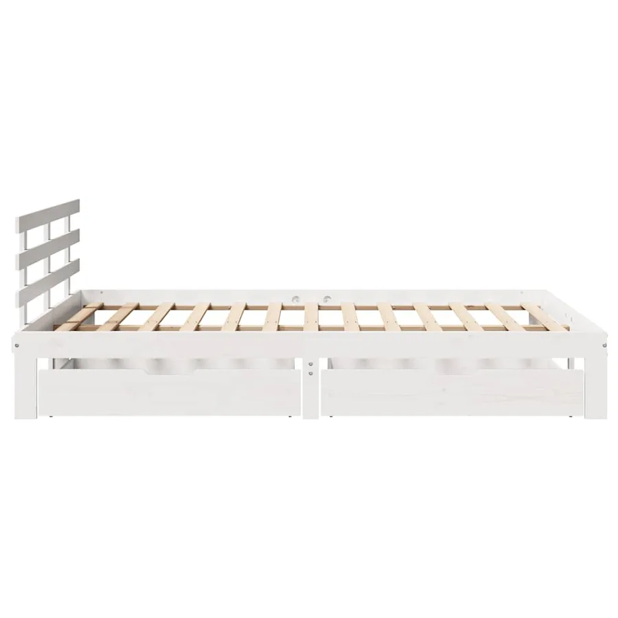 Cadre de lit avec tiroirs sans matelas blanc 120x190 cm - 5
