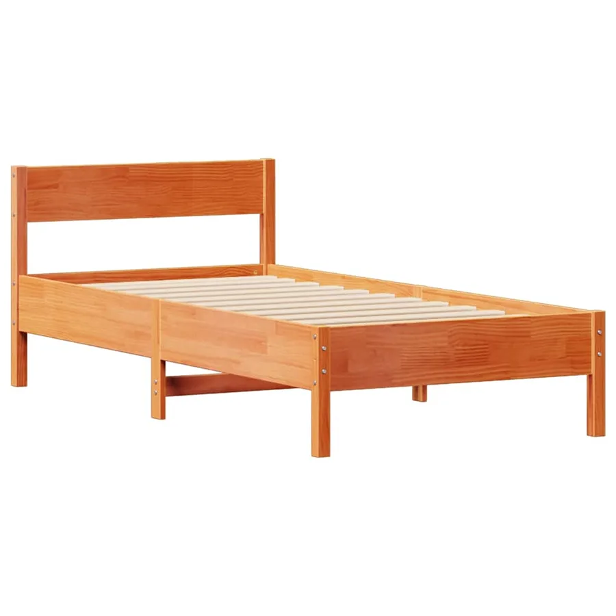Cadre de lit sans matelas cire marron 90x190 cm bois pin massif - 5