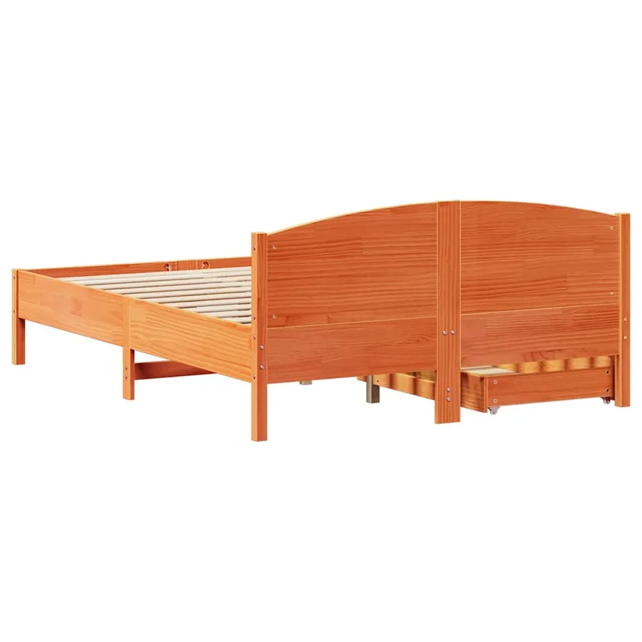 Cadre de lit sans matelas cire marron 120x190cm bois pin massif - 8