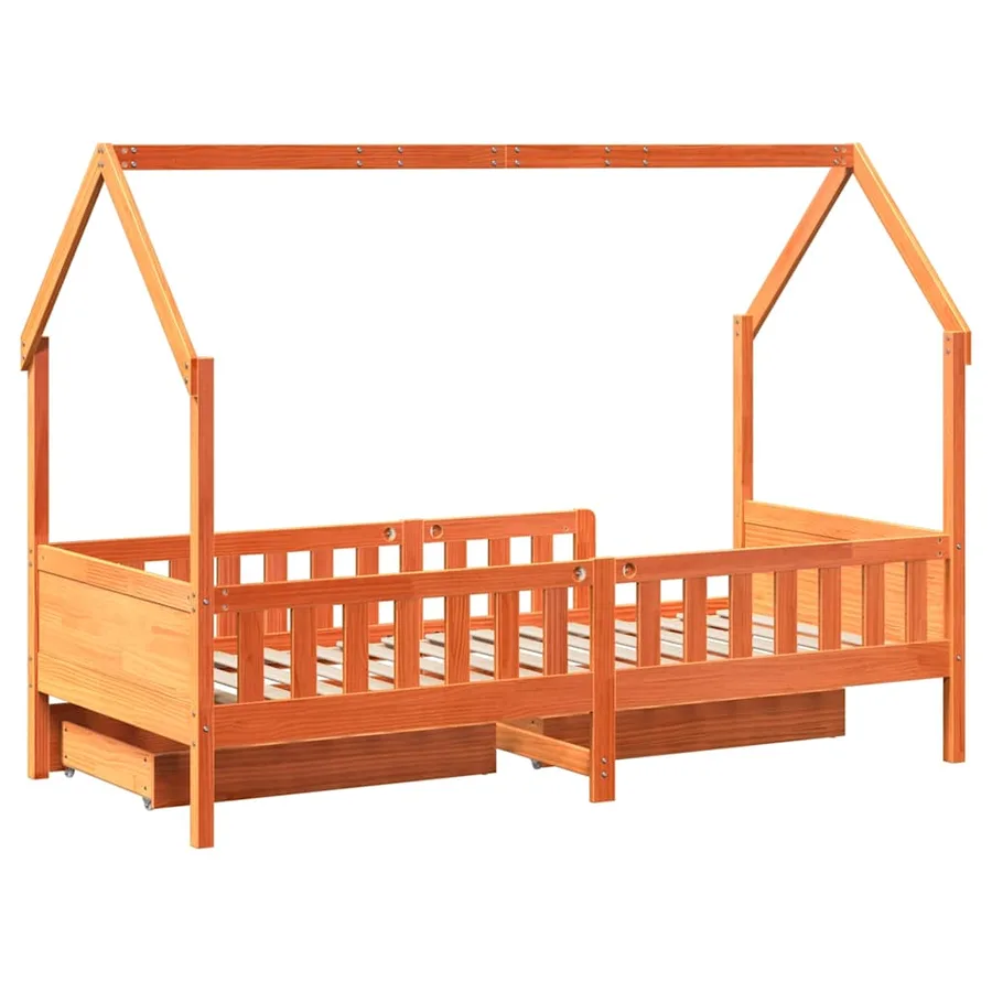Cadre de lit enfants avec tiroirs sans matelas 90x190 cm bois - 8