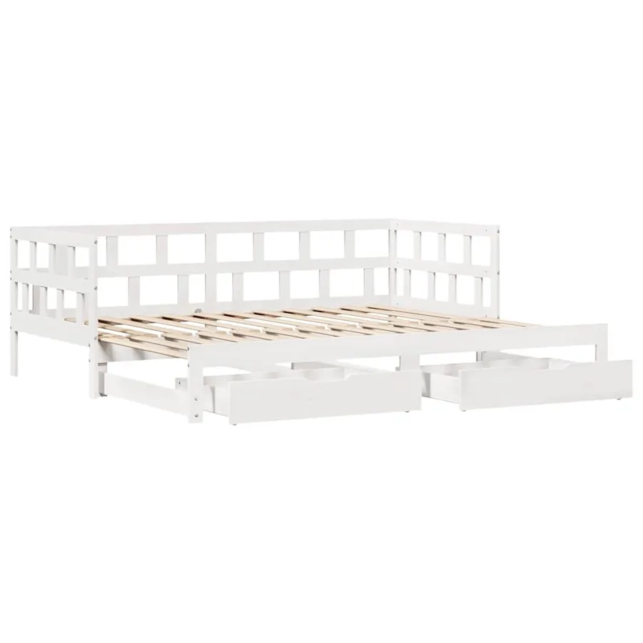 Lit de jour avec gigogne et tiroirs sans matelas blanc 90x200cm - 4