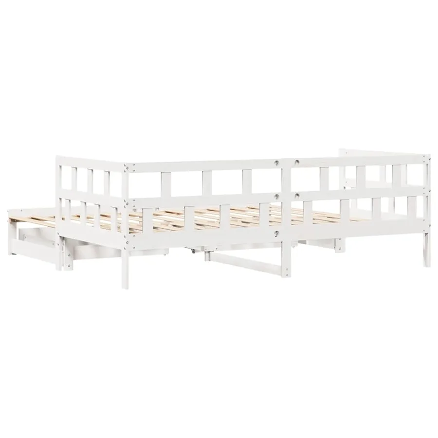Lit de jour avec gigogne et tiroirs sans matelas blanc 90x200cm - 7