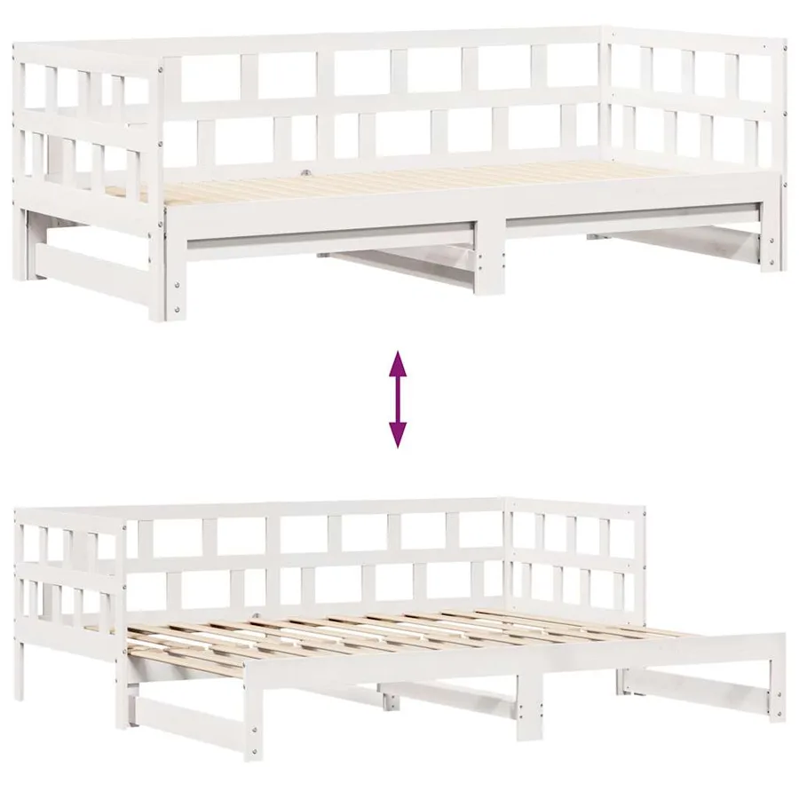 Lit de jour avec gigogne et tiroirs sans matelas blanc 90x200cm - 8