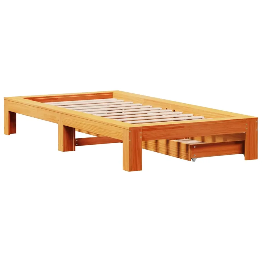 Cadre de lit sans matelas cire marron 75x190 cm bois pin massif - 8