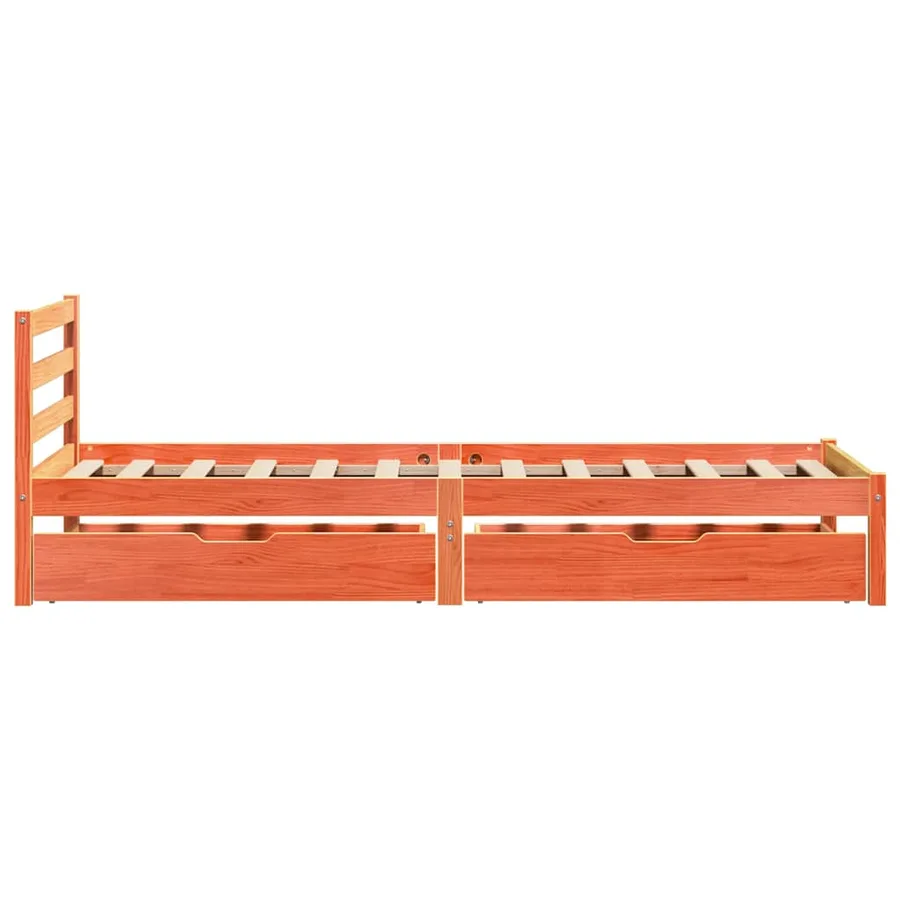 Cadre de lit sans matelas cire marron 75x190 cm bois pin massif - 5