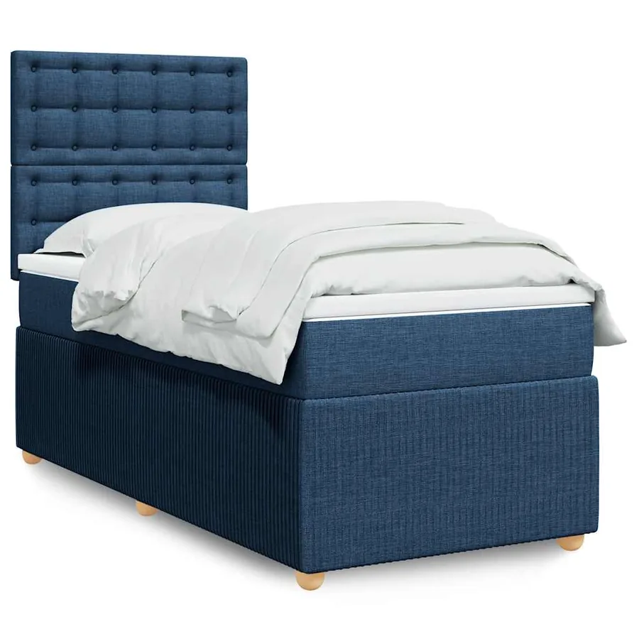 Sommier à lattes de lit avec matelas Bleu 80x200 cm Tissu