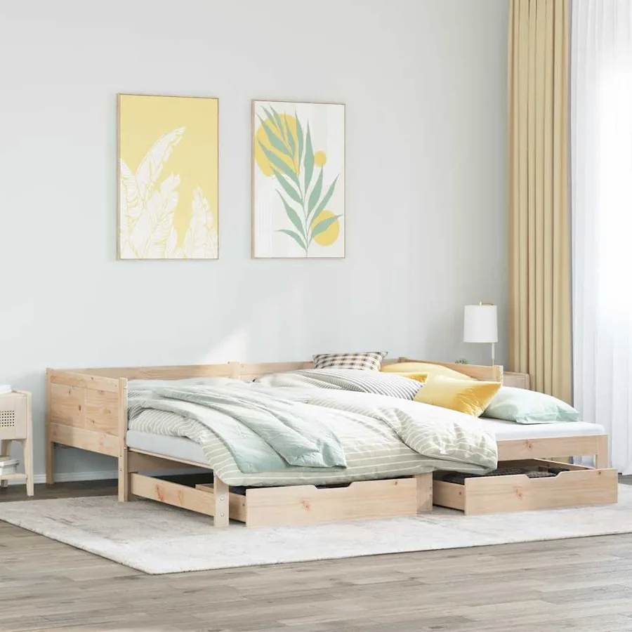 Lit de jour avec gigogne et tiroirs sans matelas 90x190 cm