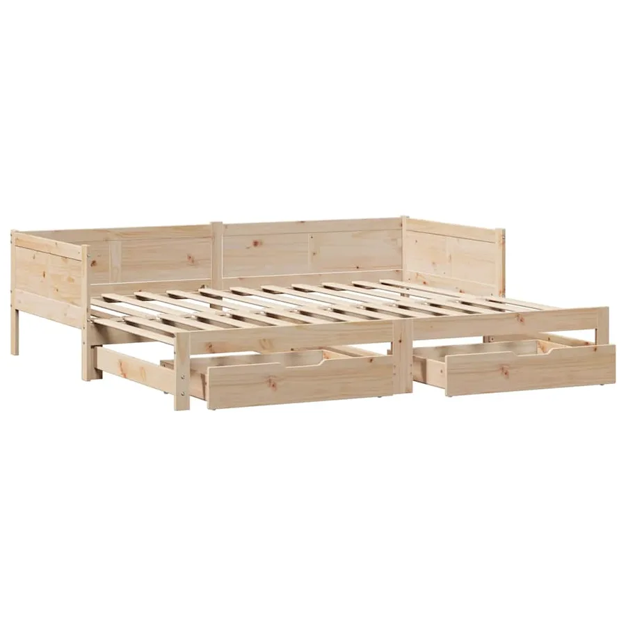 Lit de jour avec gigogne et tiroirs sans matelas 90x190 cm - 3